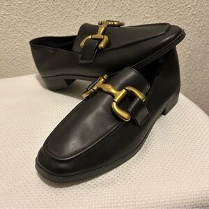 MIA Elegant Black Loafers with Gold Buckle US 8